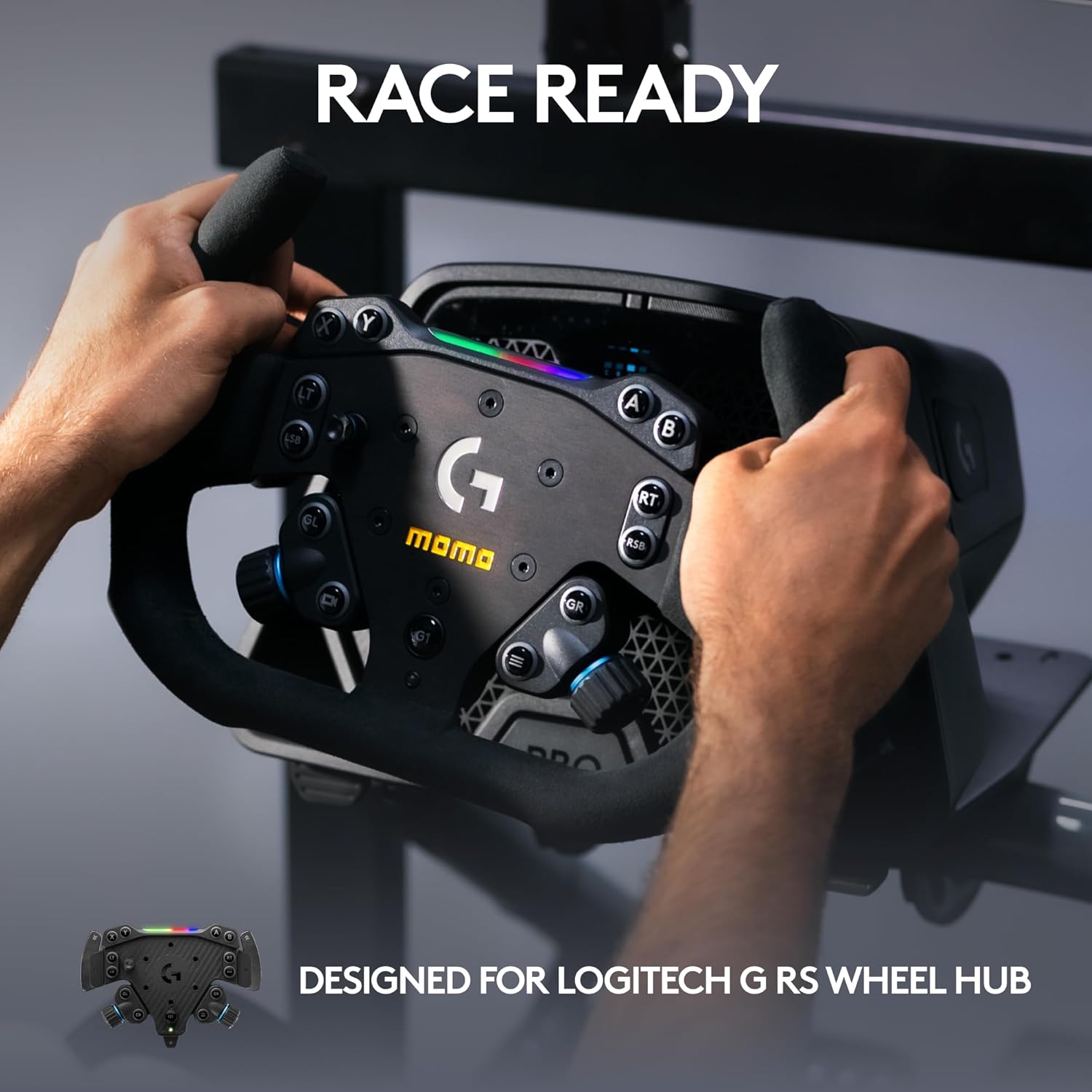 MOMO Motorsport Pro SIM Racing Wheel - 290mm Premium Microfiber Grip, Compatible with Logitech G RS Hub, Racing Simulator Accessory for Xbox Series X/S PS4 PS5 PC, Professional Grade Italian Design