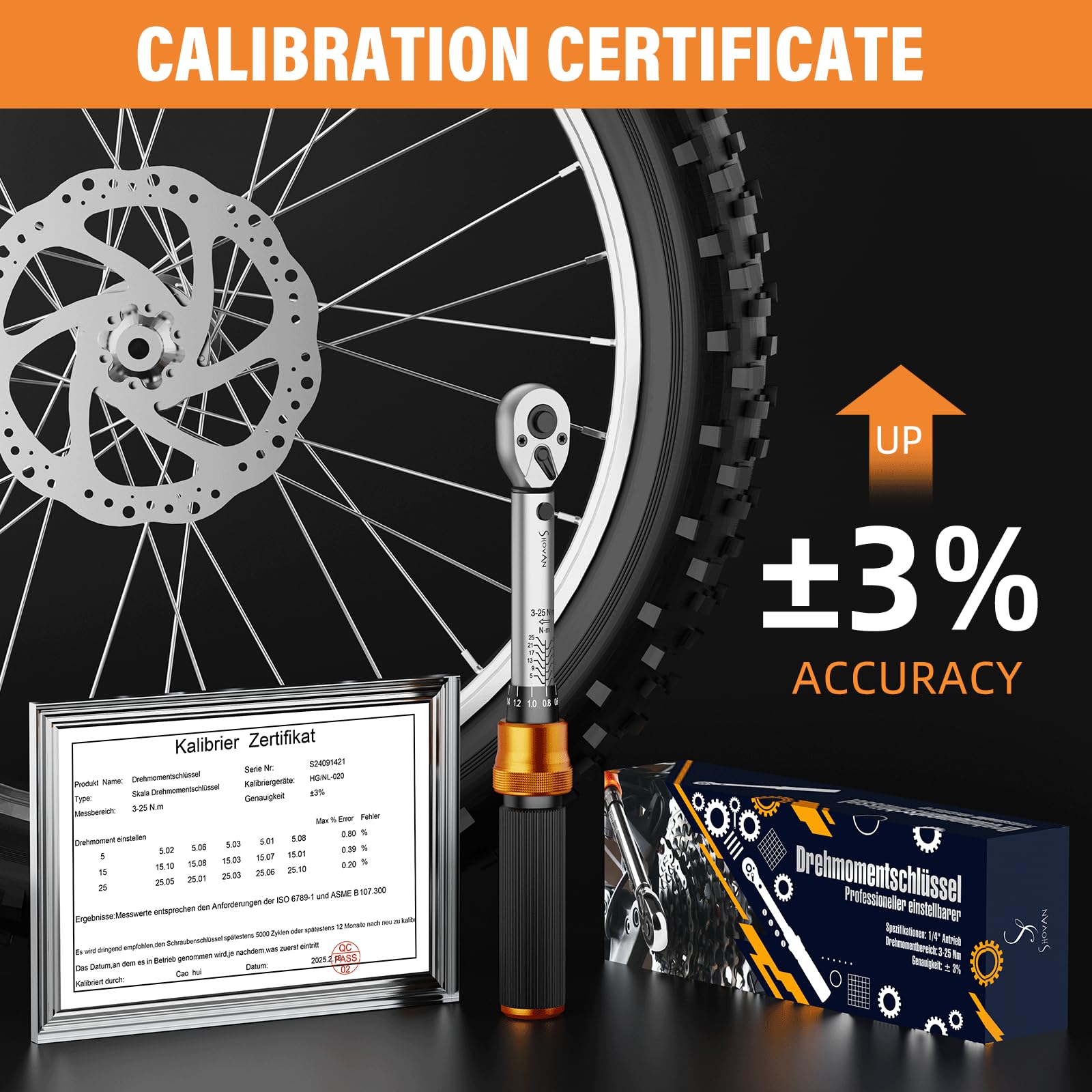 13PCS Bike Torque Wrench Set 3-25 Nm, Small Torque Wrench 1/4 Drive, Dual-Direction Adjustable 72 Teeth, ±3% Accuracy, with Extension Bar, Socket Bits (Hex & Torx), for Mountain Bike, Bicycle Repair