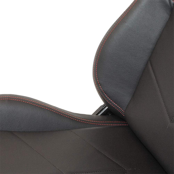 AutoStyle Sport seat 'TN' - Black Synthetic leather + Red stitching - Dual-side reclinable back-rest - incl. slides