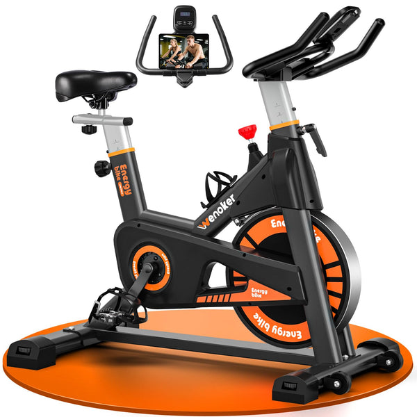 Exercise Bike for Home Gym Use, Wenoker Spin Bike Exercising Equipment, Indoor Cycling Exerciser with LCD Display & Tablet Holder Fitness Machine