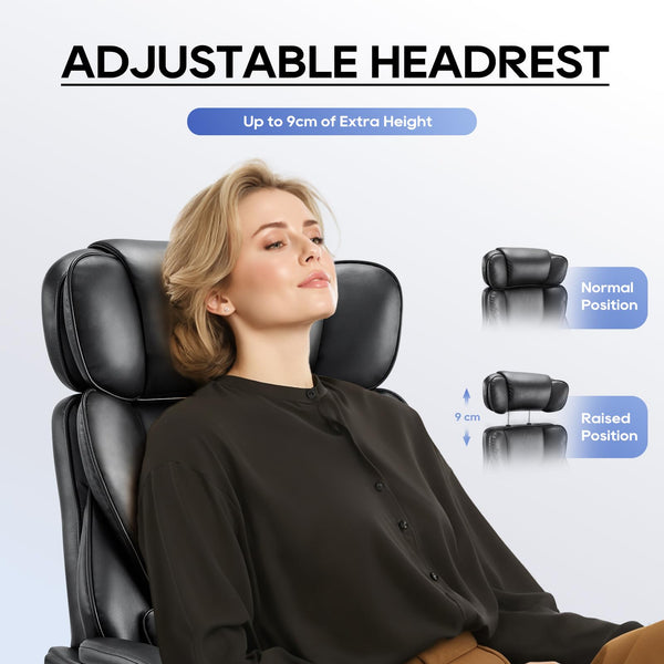 COLAMY Executive Office Chair with Footrest - Ergonomic High Back Design, Thick Bonded Leather Computer Chair with Removable Lumbar Pillow, Recliner Desk chair for Home Office Work Comfort (Black)