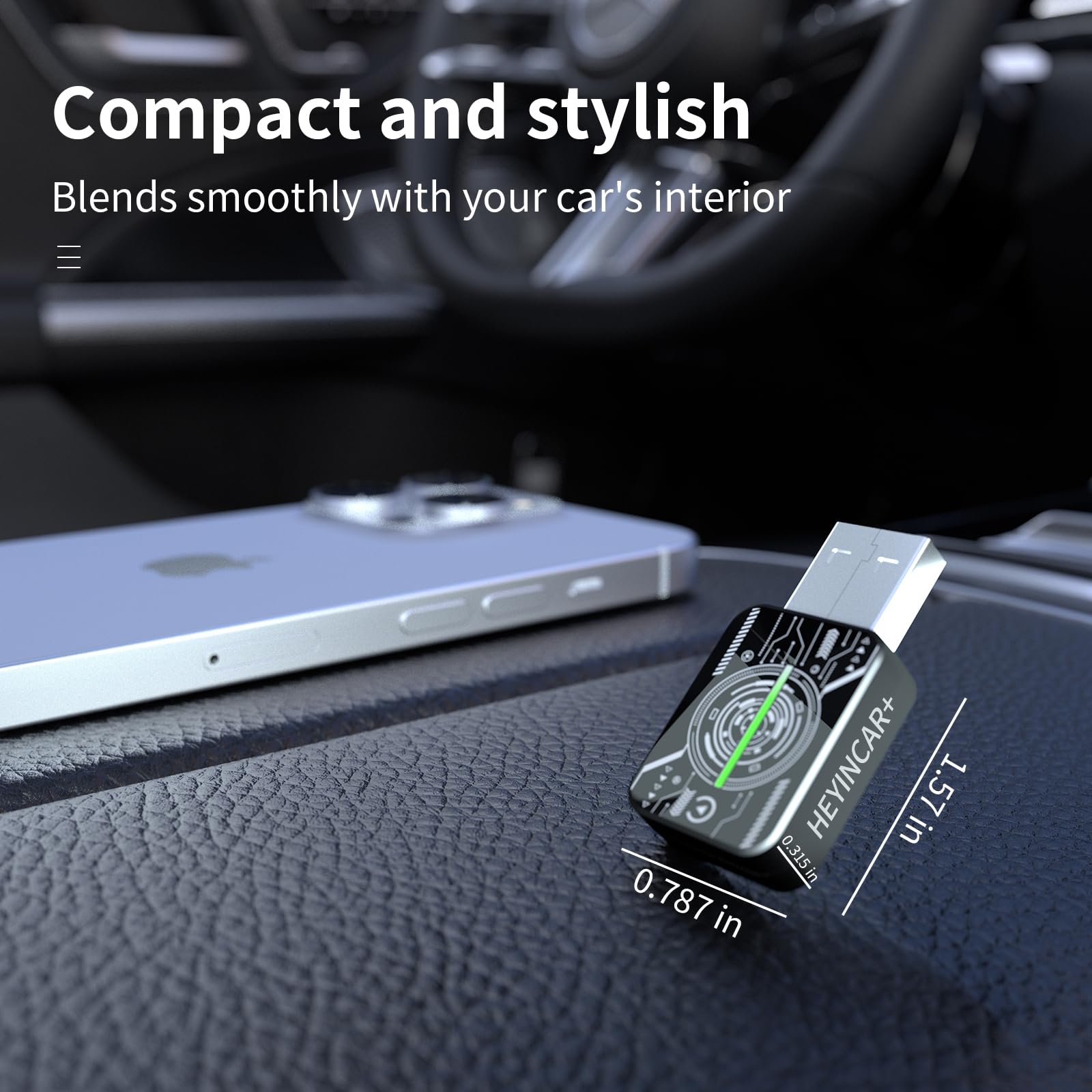 HEYINCAR+ 2025 Wireless CarPlay Adapter UK, Effortlessly Convert Wired to Wireless CarPlay, Compatible with iPhone iOS 10+ & Android Auto, Mini & Stable Car Play Wireless