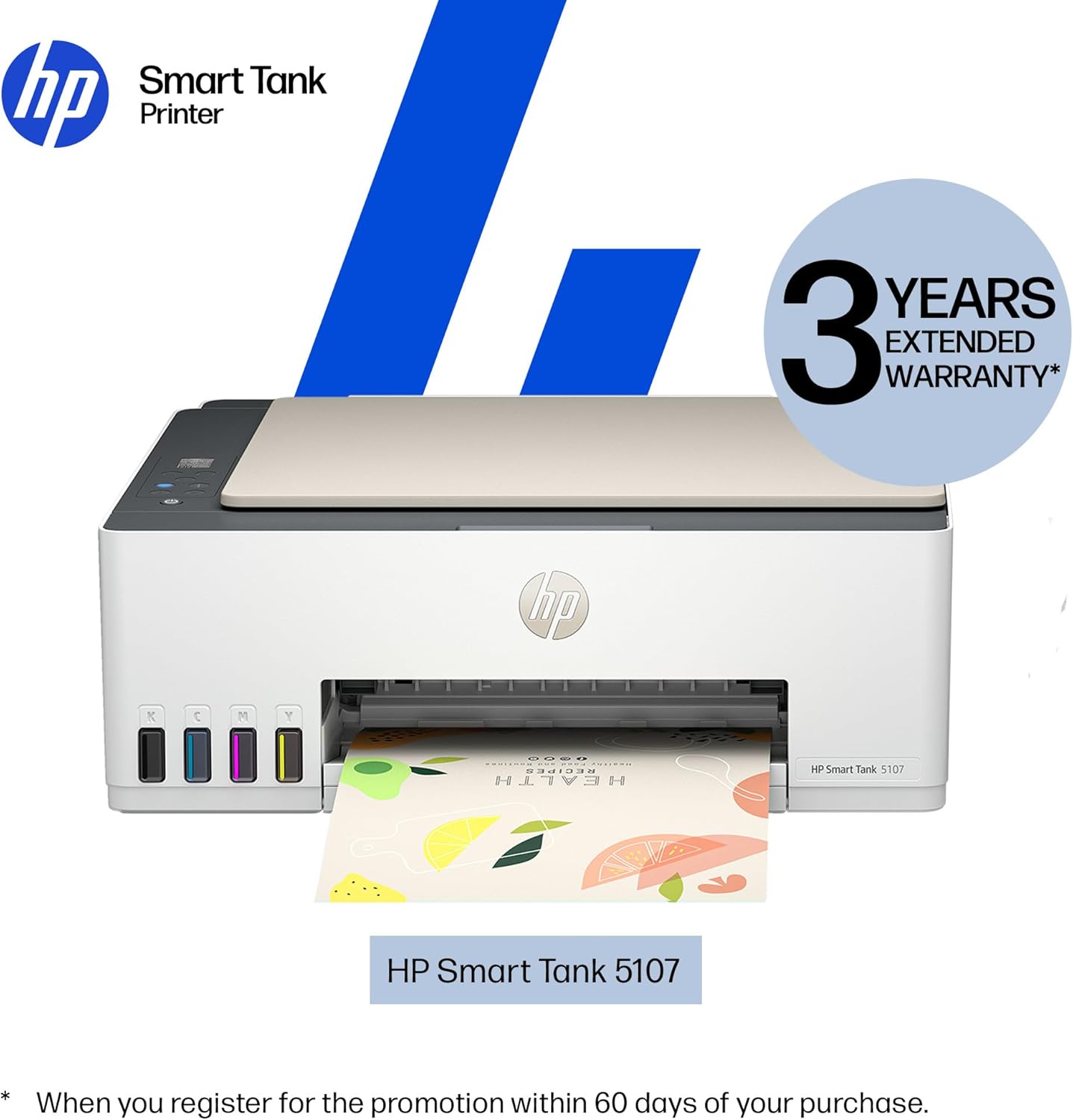 HP Smart Tank 5107 All in One Printer | Perfect for Home | Colour | Wireless | Print, Scan, Copy | Refillable | Includes up to 3 Years of Ink | Smart Buttons | Easy Setup | Reliable Wi-Fi