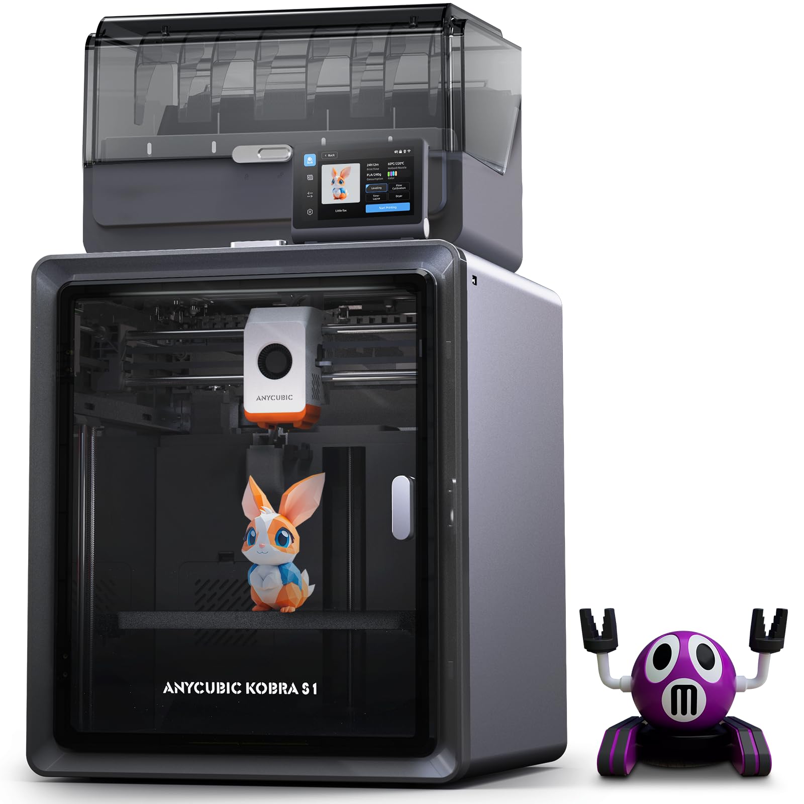 ANYCUBIC Kobra S1 Combo 3D Printer, Drying and Printing in One, Stunning 4-8 Color, 600mm/s Ultra-Fast Multicolor Printing, Suitable for All Major Filaments, Print Size 250 x 250 x250 mm