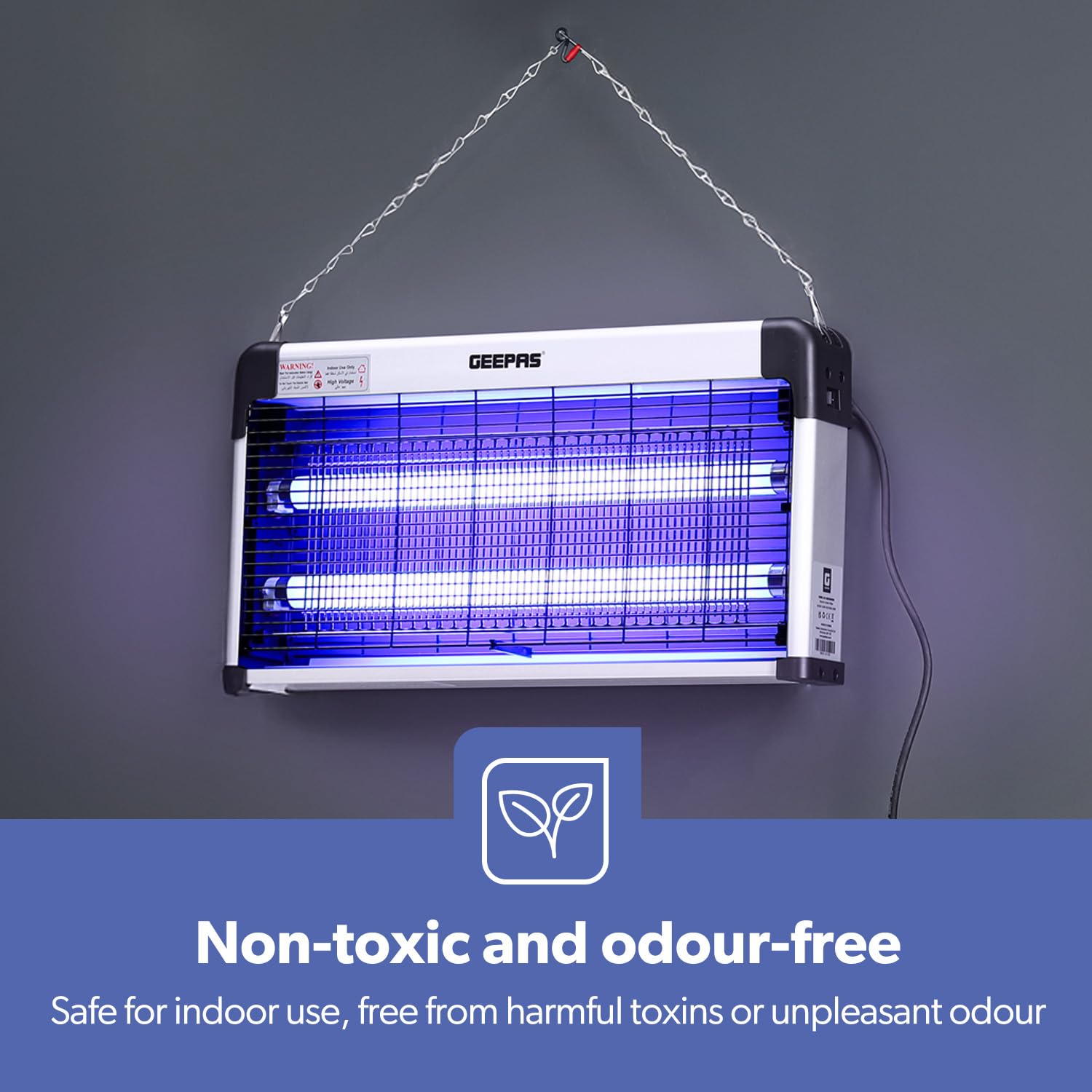 Geepas Electric Fly Killer & Bug Zapper | Powerful UV Light Indoor Insect Trap for Flies, Mosquitoes, Wasps | 50M² Coverage | Odourless & Low Noise | Plug-in Eco-Friendly Pest Control 20W