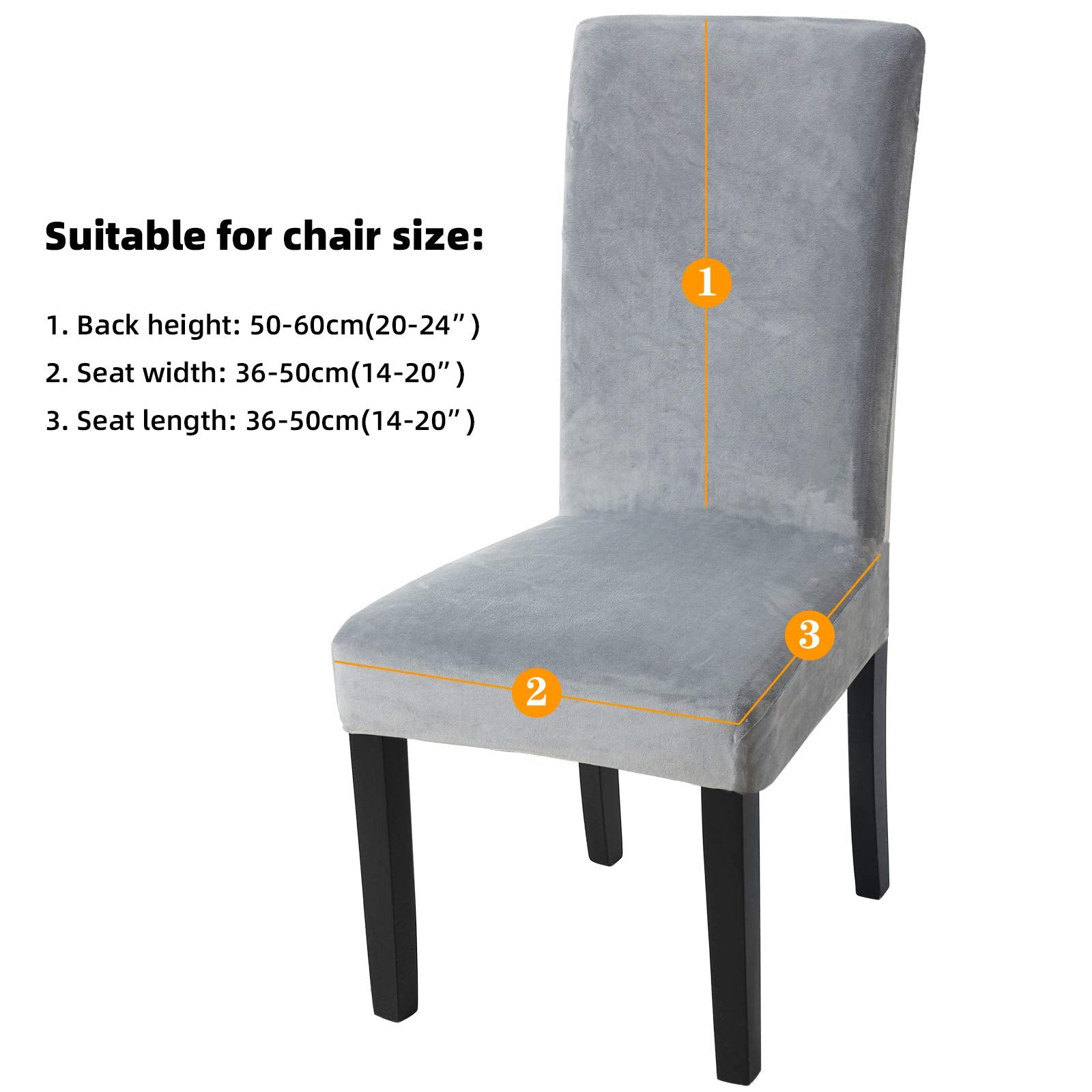 Fuloon Velvet Cahir Cover Grey Chair Covers Furry Seat Slipcover Outdoor Armless Chair Covers Dining Chair Covers Set of 6