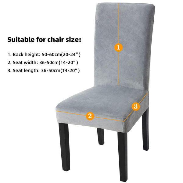 Fuloon Velvet Cahir Cover Grey Chair Covers Furry Seat Slipcover Outdoor Armless Chair Covers Dining Chair Covers Set of 6