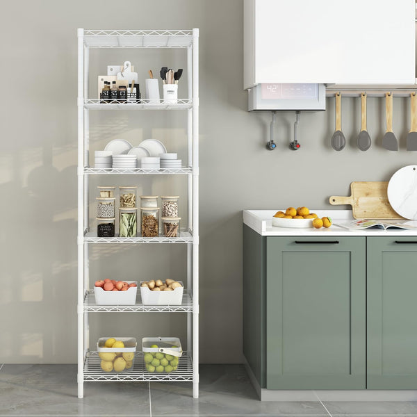 FTEYUET 6-Tier Metal Shelving Unit, Wire Shelving Unit, Kitchen Storage Unit Shelving Units for Storage, Heavy Duty Standing Shelf Units Shelves for