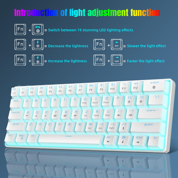 Snpurdiri 60% Wired Mechanical Gaming Keyboard, Mini 61-Key With Red Switches for PC, Windows XP, Win 7, Win 10 (Black-Red)