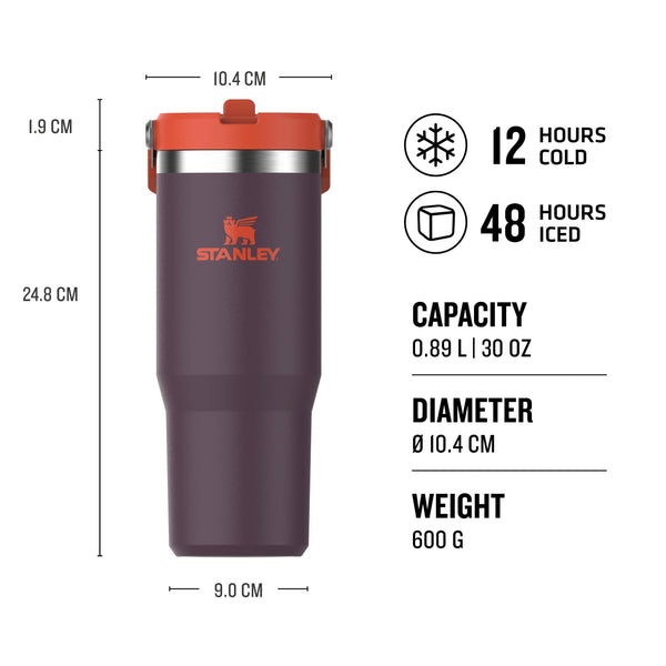 Stanley Flip Straw Tumbler 1.0 Water Bottle With Straw 0.89L - Keeps Cold For 12+ Hours - Easy To Carry - Dishwasher Safe - Stainless Steel Thermal Flask - BPA-Free Travel Mug - Navy