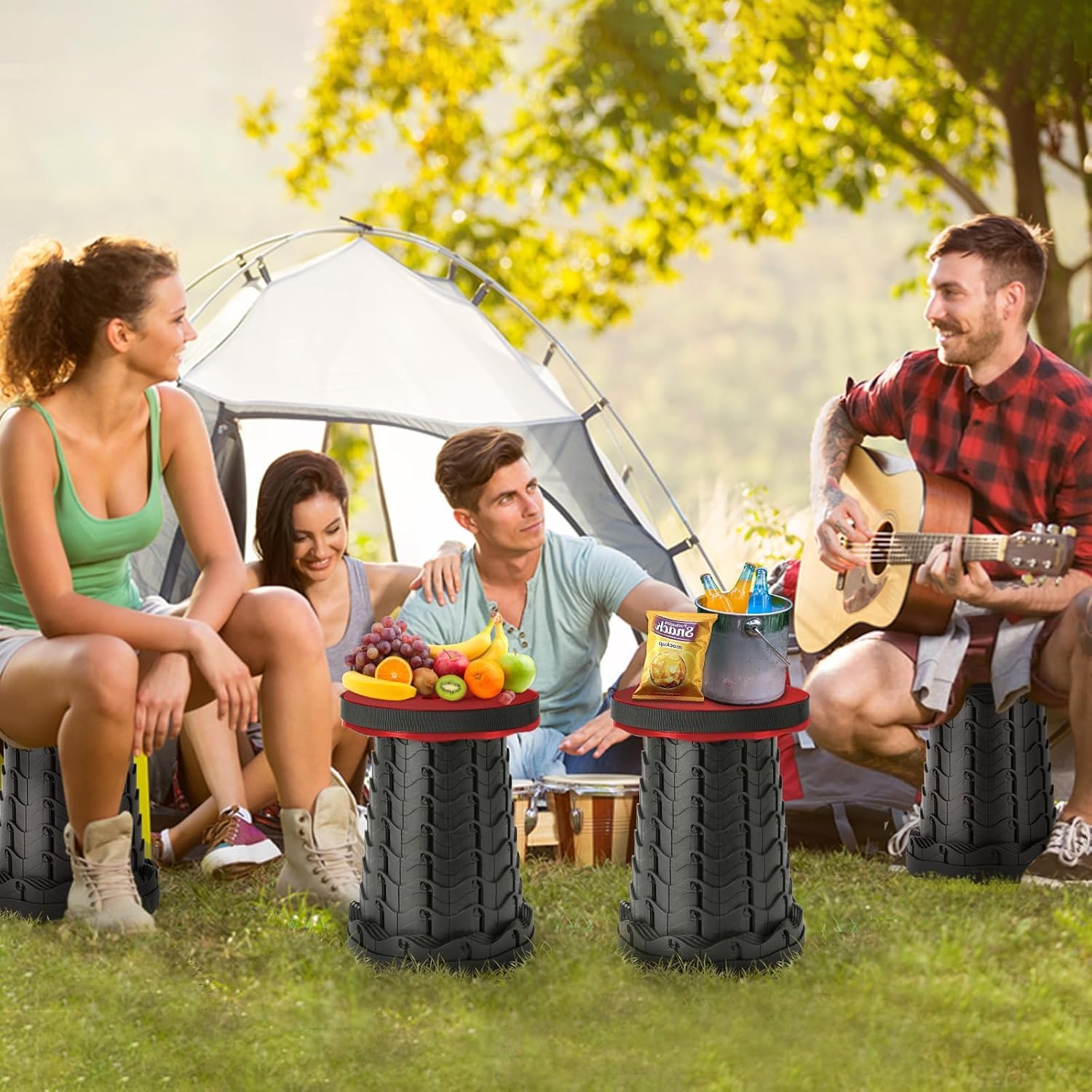 LUXJET Portable Folding Stool Lightweight Yet More Sturdy with Load Capacity 180KG, Retractable Plastic Foldable Collapsible Stool for Camping Fishing Hiking BBQ Outdoors Indoors Kitchen