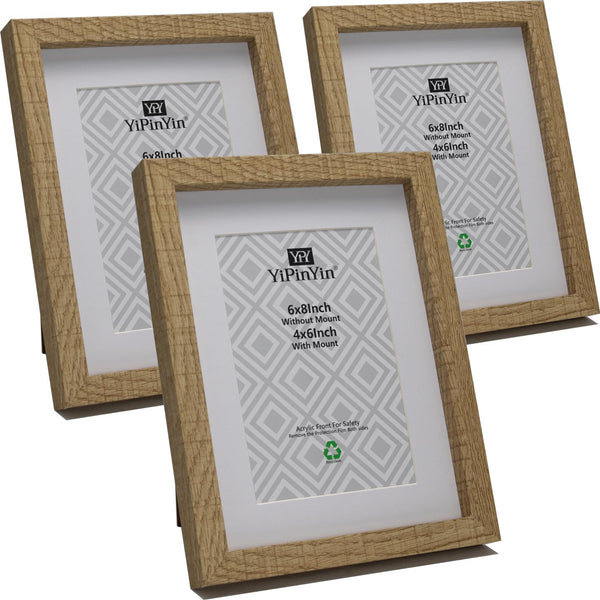 Black 50x70cm Boxed Picture Frames Set of 3 with Mounts for 40x60cm, 70x50cm poster frame with Acid Free mount for 40x60cm photo (Black 3Pack)