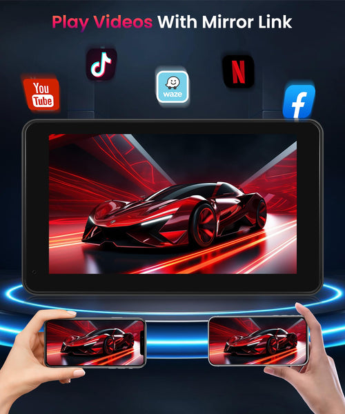 Wireless Carplay Android Auto Screen Portable Car Stereo, Hodozzy 7 Inch HD IPS Touch Screen Car Radio with OTA SuperLink/Mirror Link/Bluetooth/Voice Control/AUX/FM Transmitter+HD Backup Camera