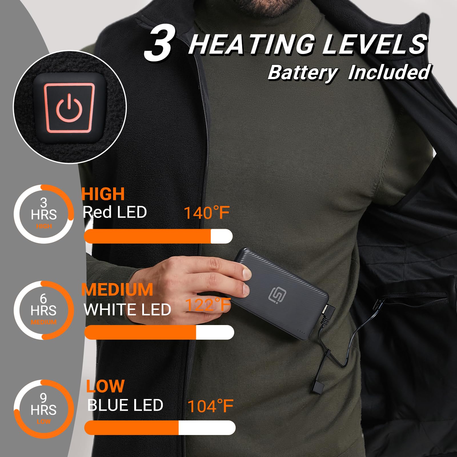 Heated Gilet for Men Women(Power Bank Included), Heated Vest with 3 Temperature, Heated Body Warmer Heated Jacket for Outdoor