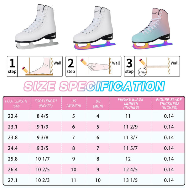 Nattork Figure Skates Excellence Stainless Steel Blades Ice Figure Skating with Enhanced Support Strength Performance and Ultimate Comfort for Youth and Adult