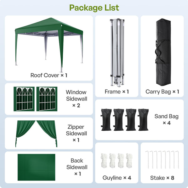 Driftalia Gazebo with Sides 3m x 3m, Waterproof Pop Up Gazebo with 4 Sandbags and Carry Bag for Parties, Camping, Commercial Events - Dark Grey