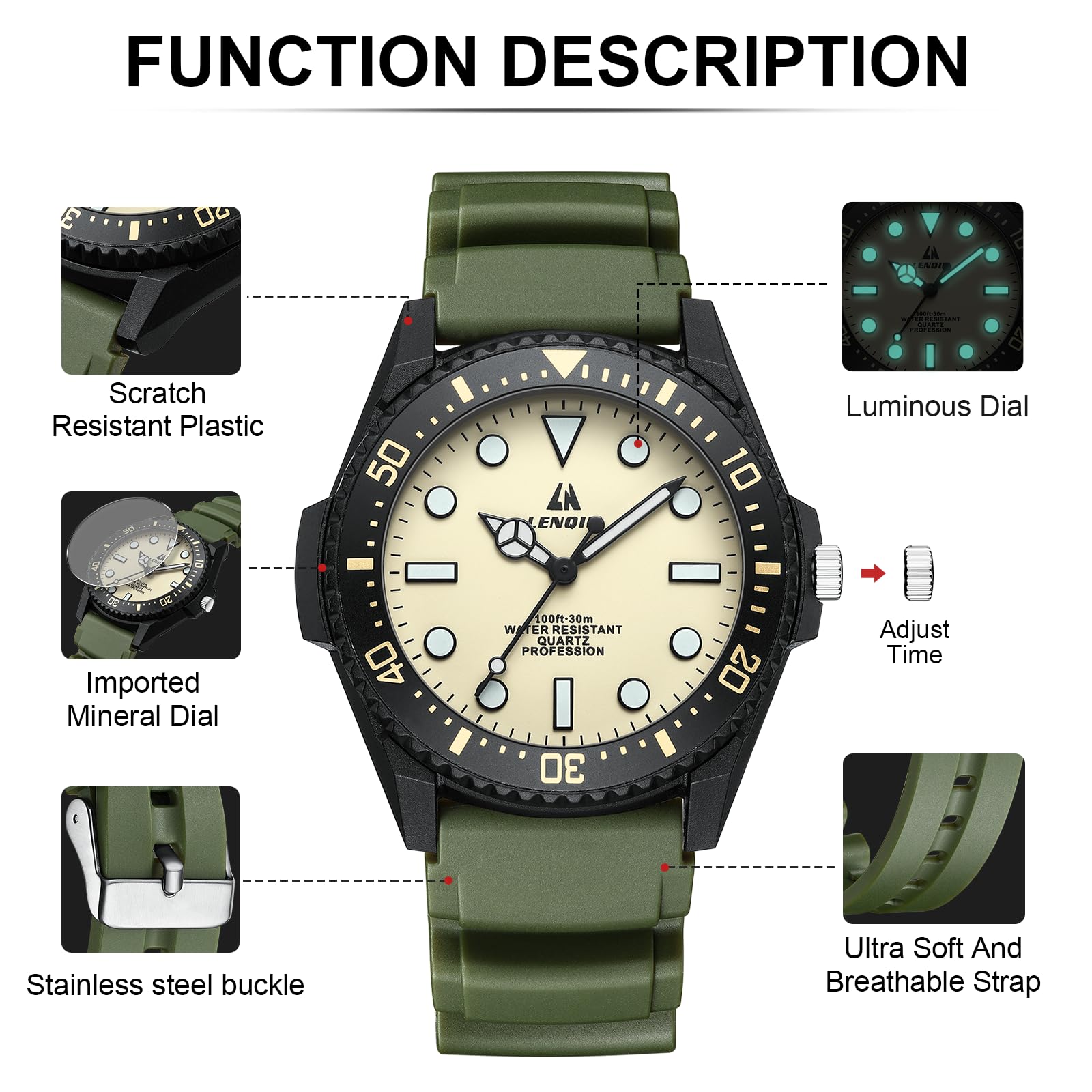 LN LENQIN Mens Watches Stainless Steel Watches Men Waterproof Analog Quartz Watch Men's Wrist Watches with Date Fashion Casual Man Watch