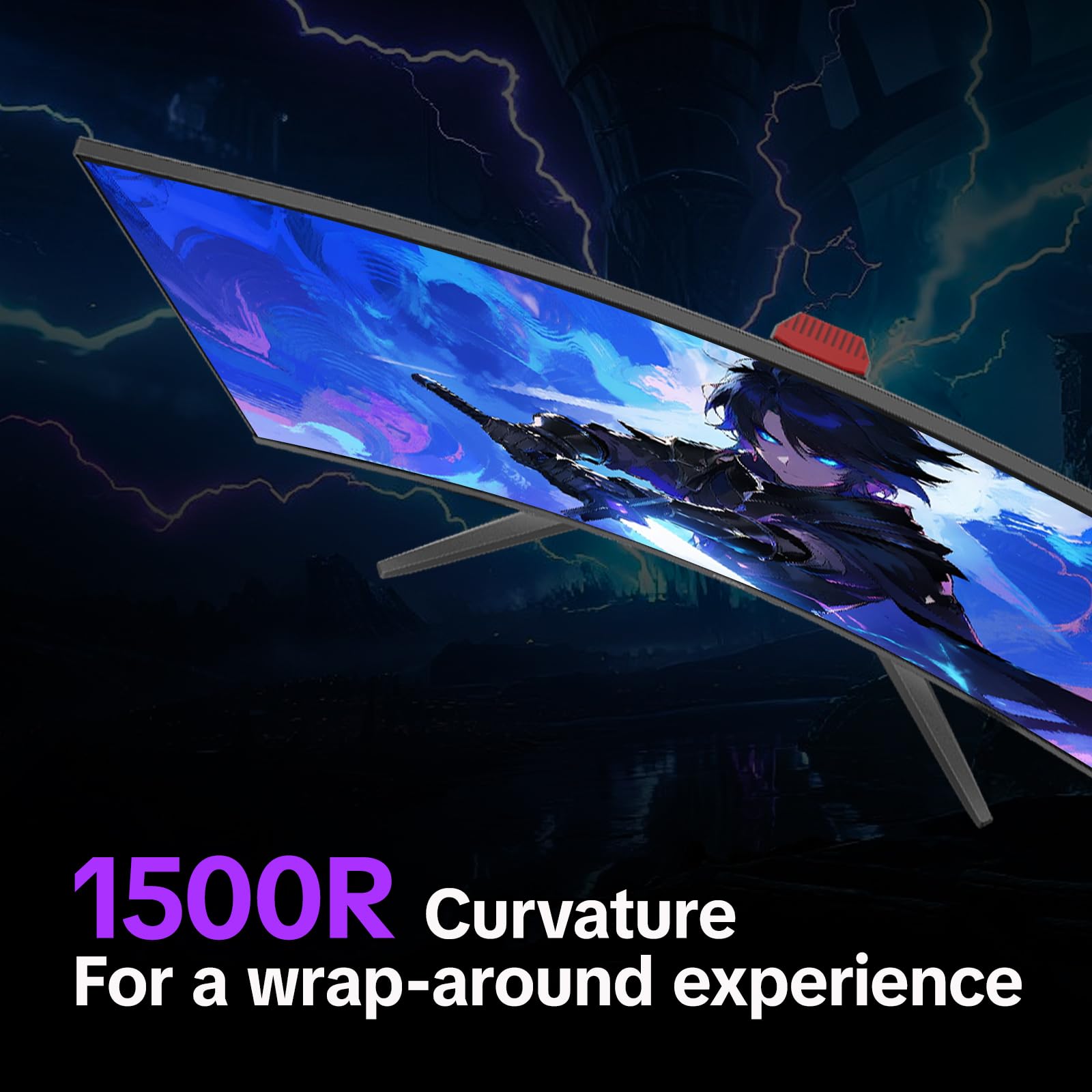 KOORUI 32 inch Curved Gaming Monitor,1440p(2560x1440),170Hz.1ms, 2K, QHD,VA 1500R, HDR10,Adaptive Sync, VESA & Eye Care Ultra-Thin Support DP/HDMI