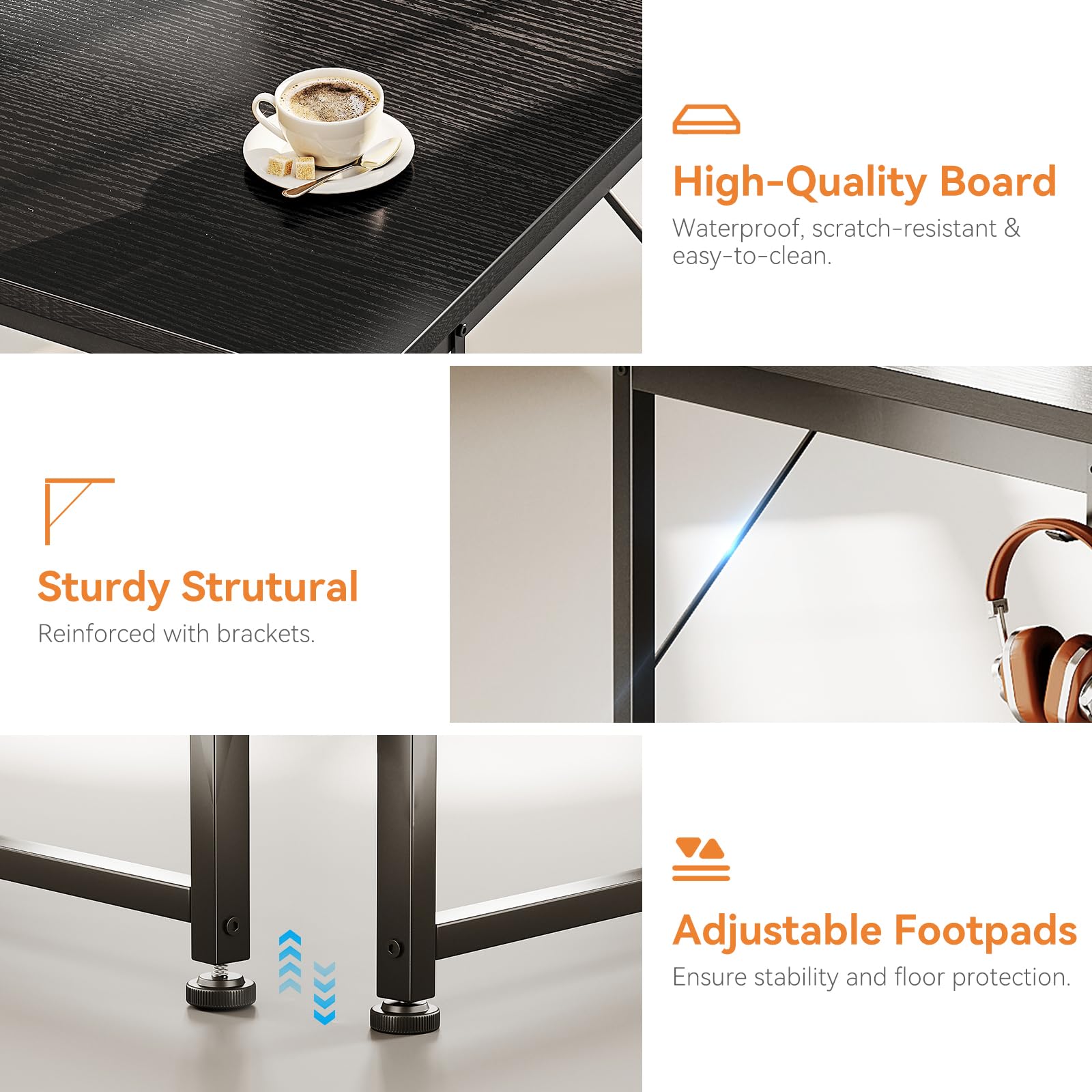 Coleshome Computer Desk with Drawers, 120×48cm Office Desk with Storage, Reversible Small White Desks for Home Office