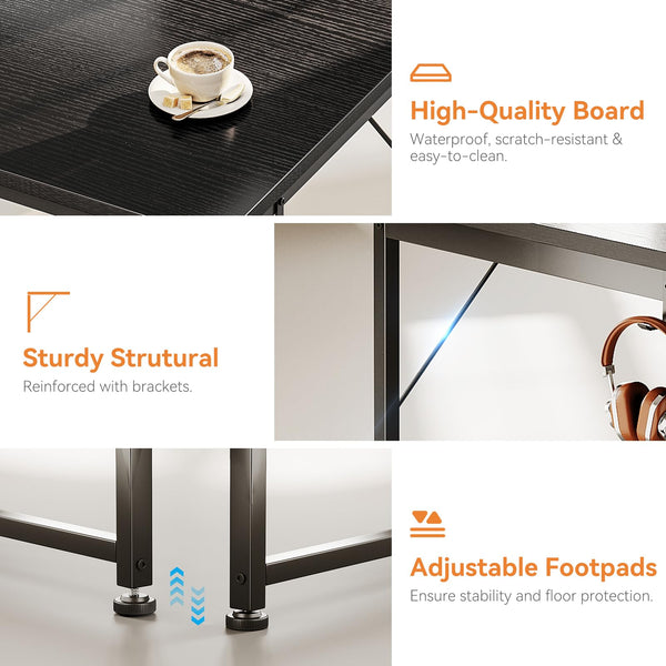 Coleshome Computer Desk with Drawers, 120×48cm Office Desk with Storage, Reversible Small White Desks for Home Office