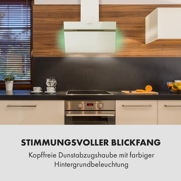 Klarstein Alina 90 Angled Cooker Hood - 600m³/h Air Flow, Touch Panel, LED Backlighting, Quiet 63dB, Energy Class A, 90cm Extractor Hood, Black