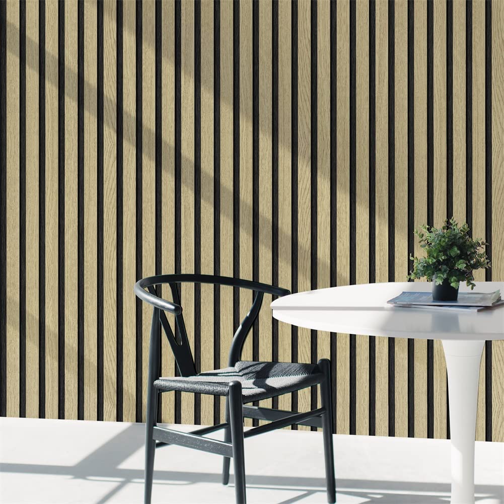 myforHD Self-Adhesive Wood Grating Wallpaper Wood Stripe Grain Natural Wooden Slats Wallpaper Peel and Stick Contact Paper PVC Vinyl Film Removable Waterproof