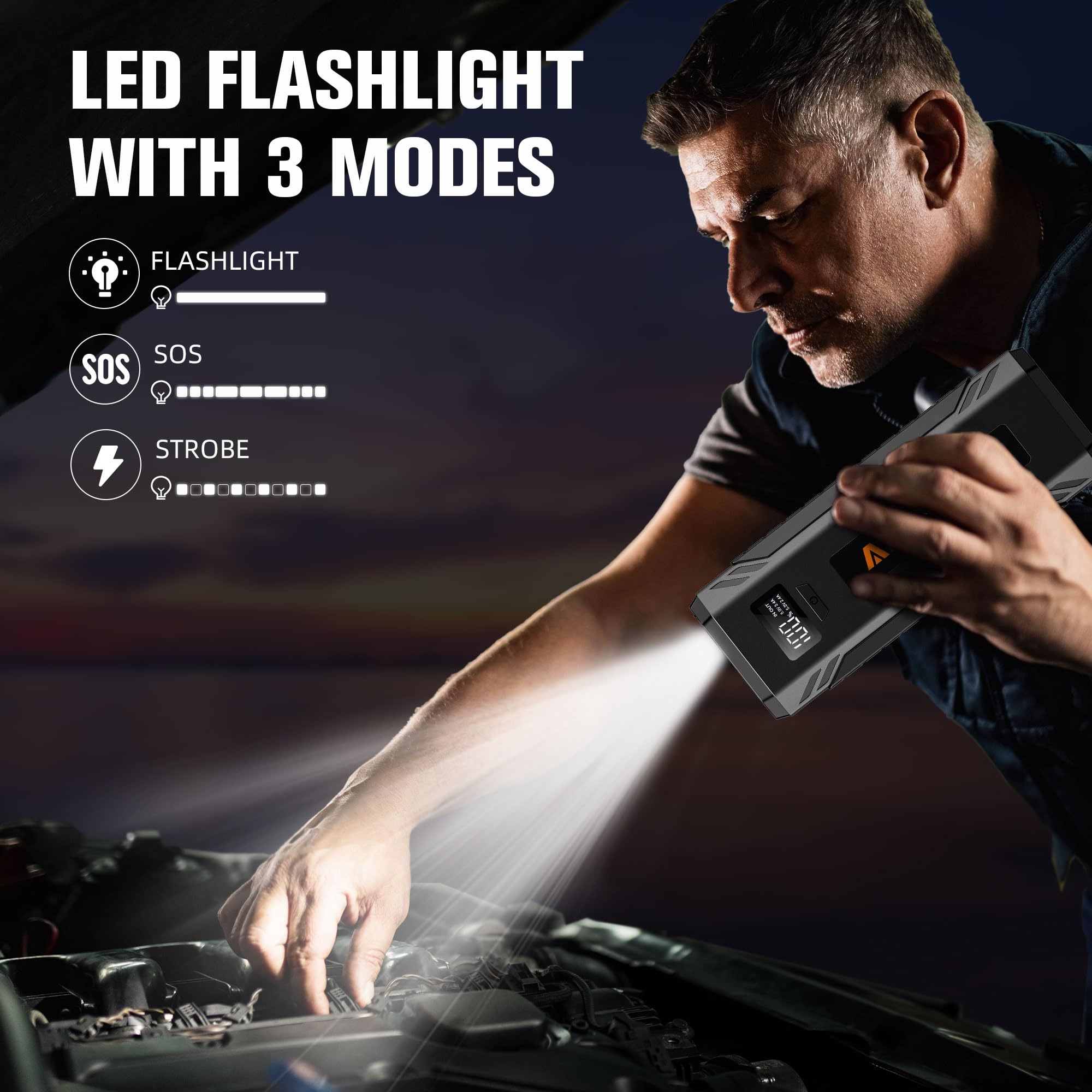 ASPERX 4000A Jump Starter Power Pack (up to All Gas or 10L Diesel Engine), 12V Car Battery Booster Pack Portable Jump Starter Power Bank with LED Display & USB-C for RV Truck SUV