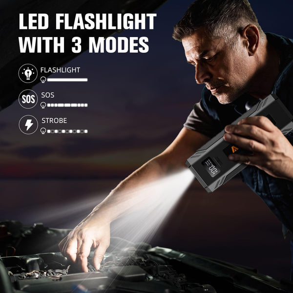 ASPERX 4000A Jump Starter Power Pack (up to All Gas or 10L Diesel Engine), 12V Car Battery Booster Pack Portable Jump Starter Power Bank with LED Display & USB-C for RV Truck SUV