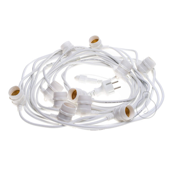 AMARCORDS - Luminous Belt White for Outdoor use with 11 E27 Lampholders, Round Cable, schuko Plug, Length 12.5 m. Joined up to 100 Meters!