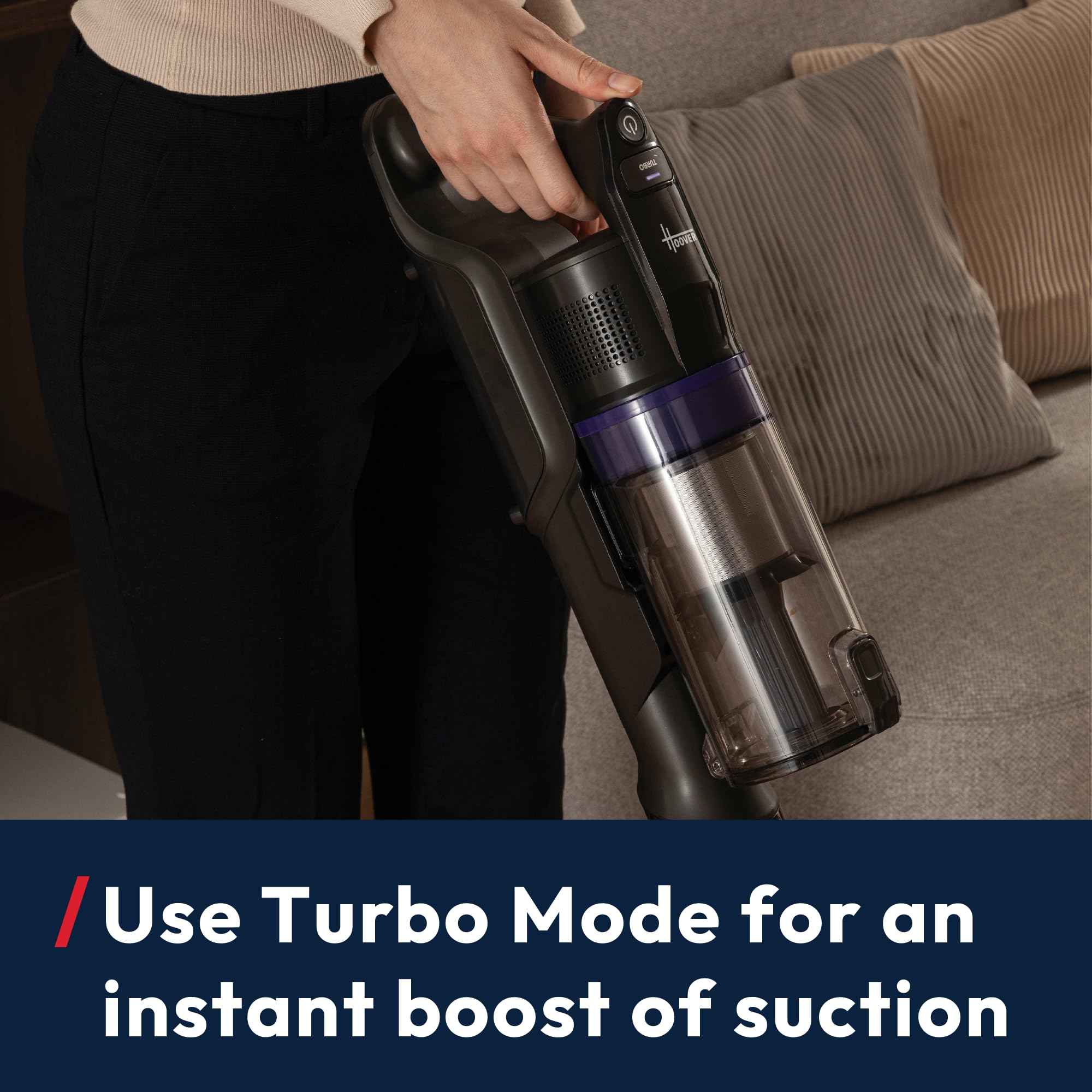 Hoover HF1 Plus Cordless Stick Vacuum Cleaner with Turbo Suction Mode, Up to 45 Min Runtime, Rechargable, Multi-Floor Nozzle, Anti Hair Wrap, Handheld Capability, 165w [HF1PZ10H]