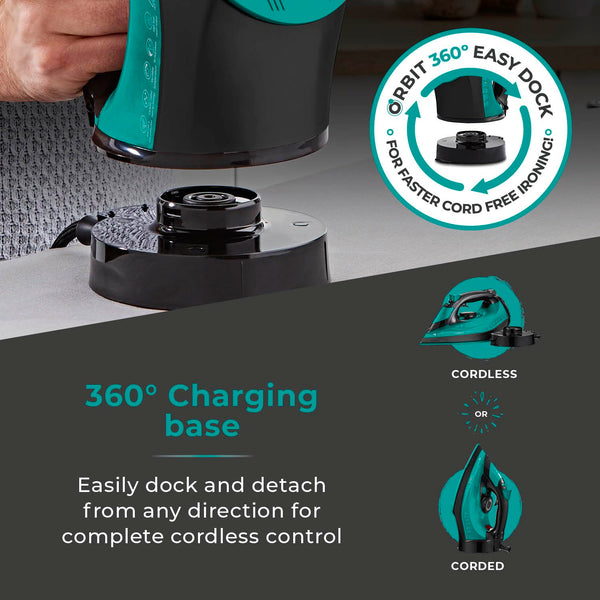 Tower T22008 CeraGlide Cordless Steam Iron with Ceramic Soleplate and Variable Steam Function, 2400 W, Purple