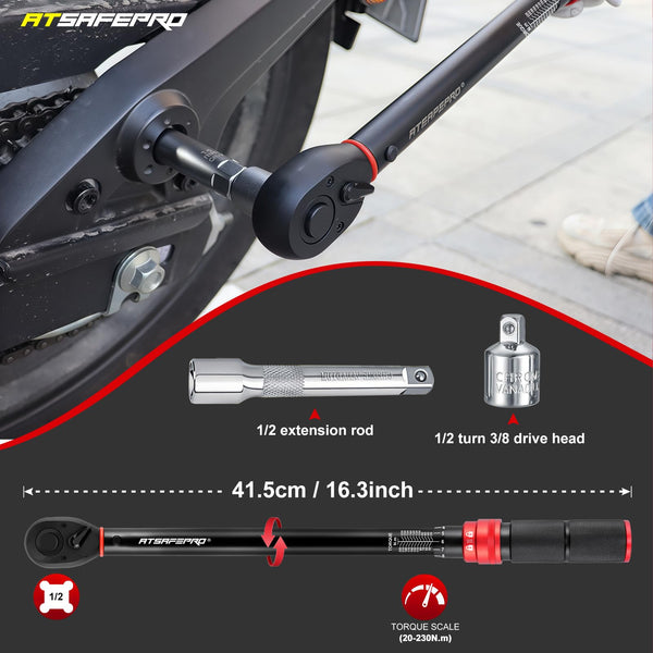 ATsafepro Torque Wrench 3/4 Inch, 100-600 Nm Torque Wrenchs, ±3% Error Accuracy with 48 Teeth Dual-Direction Adjustable for Repair of Car, Truck, Tractor
