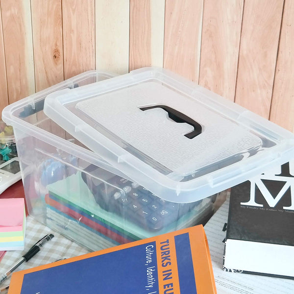 Nesmilers 6 Packs Plastic Storage Box, 12 L Storage Container, Clear Box with Lid