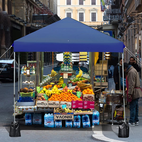 COSTWAY 2x2M/2.5x2.5M Pop up Gazebo, 3-Position Height Adjustable Commercial Instant Canopy Tent with Carry Bag, Garden Patio Sun Shelter for Camping Barbecue Party（250 x 250cm, Blue）