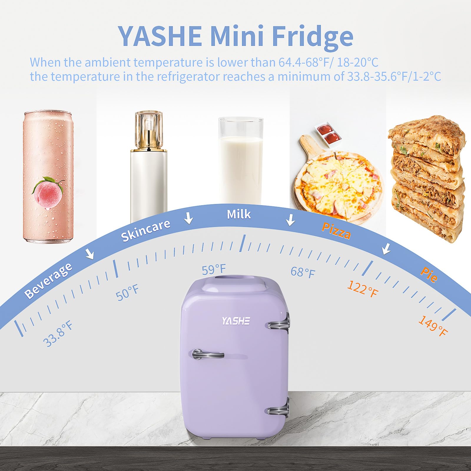 YASHE Mini Fridge 4 Liter/6 Cans Small Refrigerator for Skincare 110V AC/ 12V DC, Black