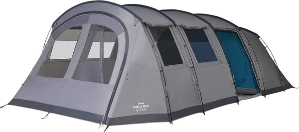 Vango Purbeck 600XL Family Tent [Amazon Exclusive], Large 6 Man Tent with 3 Rooms, Enclosed Porch Area, Double Living Area, Climate Windows - Vivid Grey