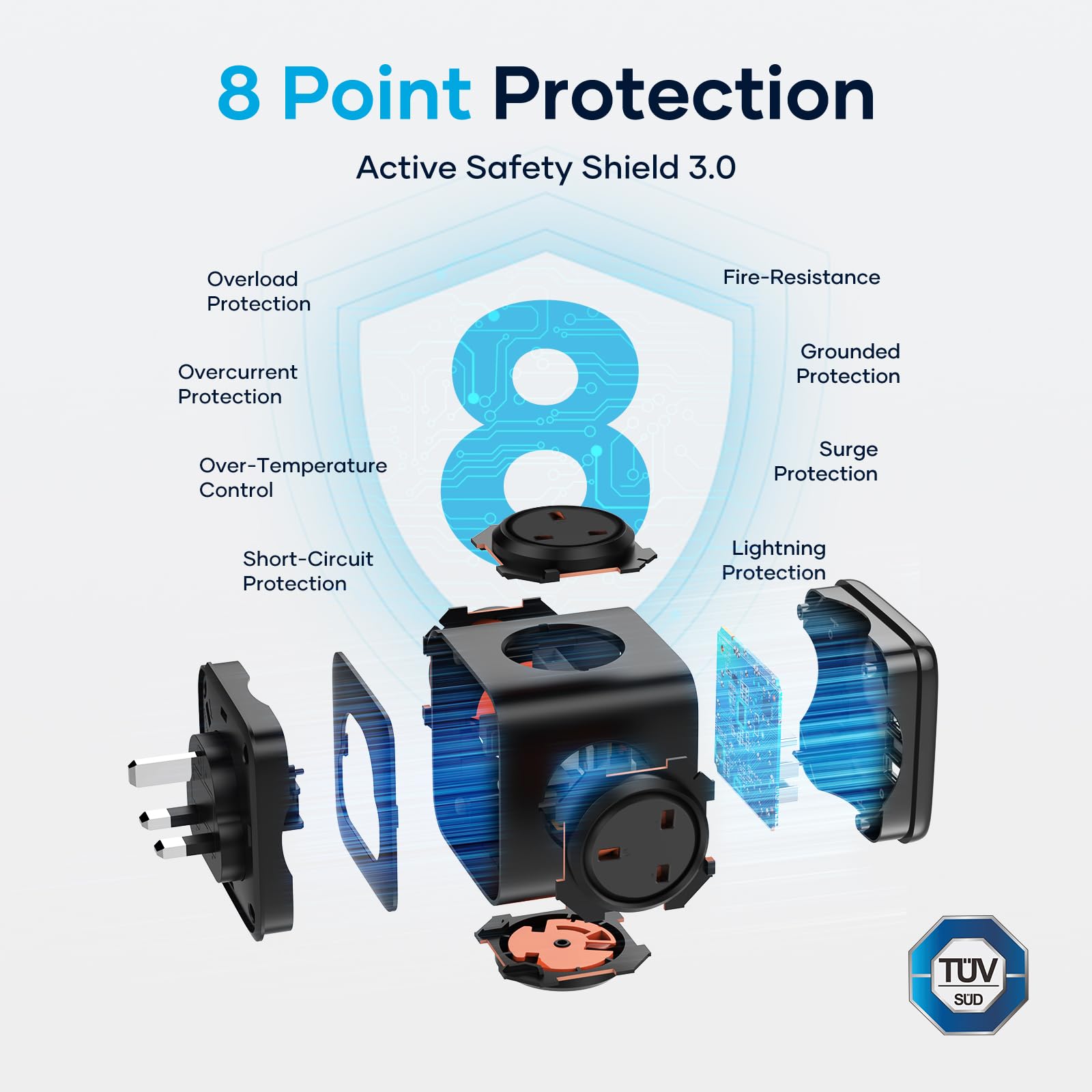 Socket Cube USB C Power Strip with 4 Outlets 3250W and 30W USB C Charging for iPhone 16/15/14, iPad,MacBook, Galaxy, Power Delivery Charging for Game, Dorm Rooms, Home, Office, White