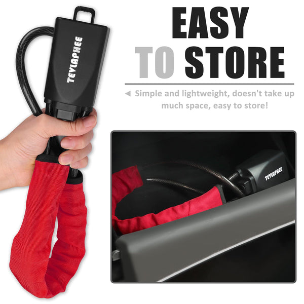 Tevlaphee Steering Wheel Lock, Steering Lock, Car Steering Wheel Locks, Steering Wheel to Seat Belt Lock, High Visibility Car Lock Anti-Theft Device, Heavy Duty, Universal Fit, 3Keys (Green)