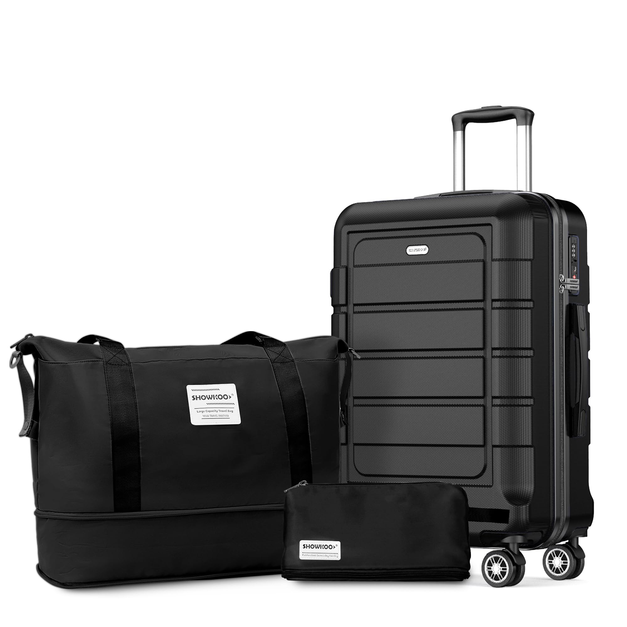 SHOWKOO Suitcase Large 28-Inch Expandable PC+ABS Hard Shell Travel Luggage Lightweight Durable High Capacity with Double Spinner Wheels TSA Lock, 28" Green