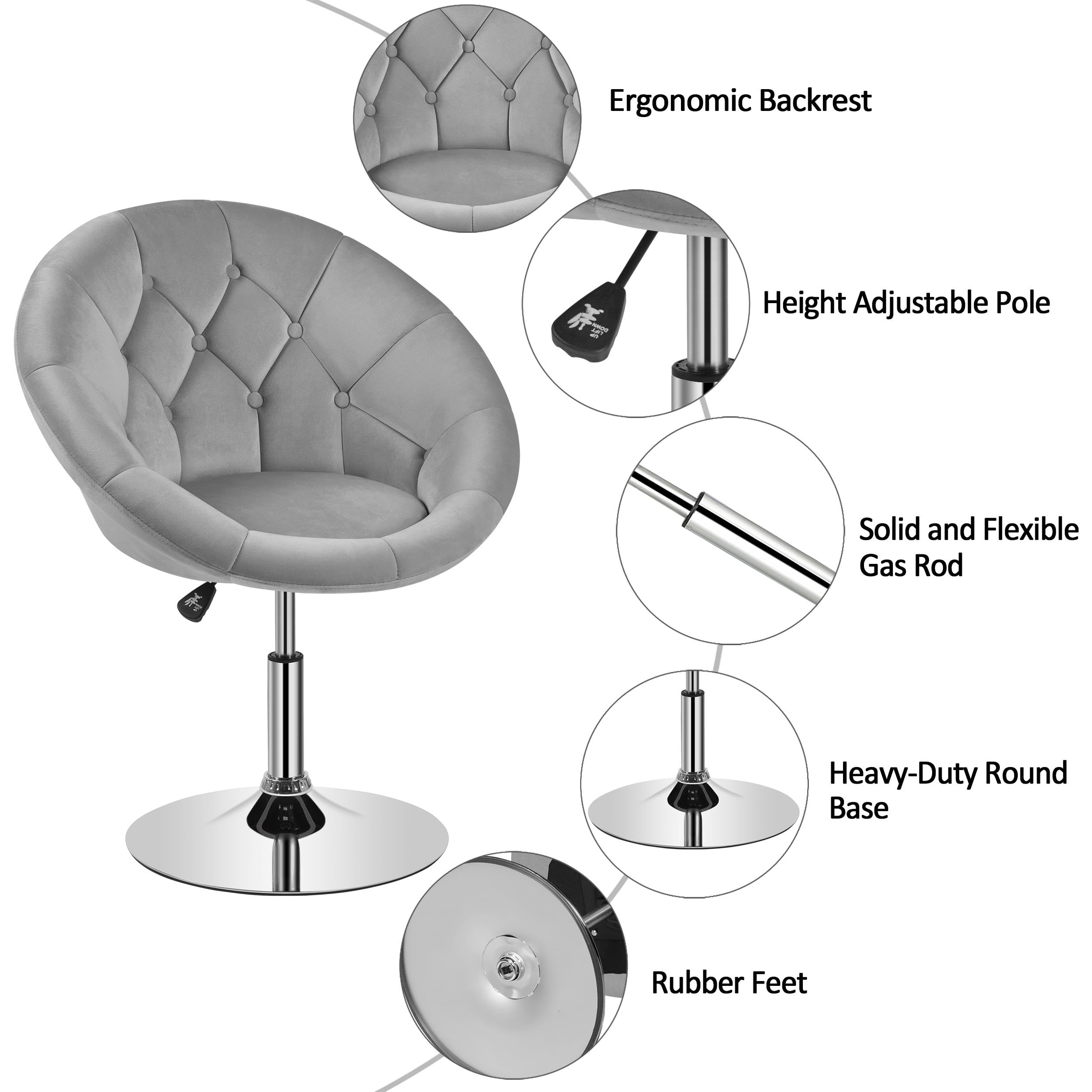 Yaheetech Swivel Vanity Chair Dressing Table Chair Comfy Vanity Stool for Bedroom Salon Make up Room, White