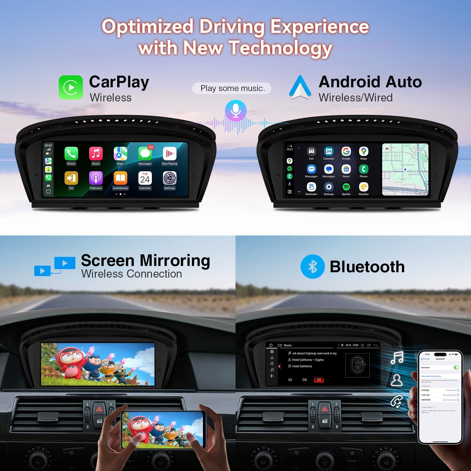 XTRONS 8.8" Car Stereo Android Octa-Core 4+64GB for BMW 3 Series E90 E91 5 Series E60 E61 (2005-2008) w CCC system Touch IPS Screen GPS navigation, w 4G LTE CarAutoPlay Android Auto Support AHD Camera
