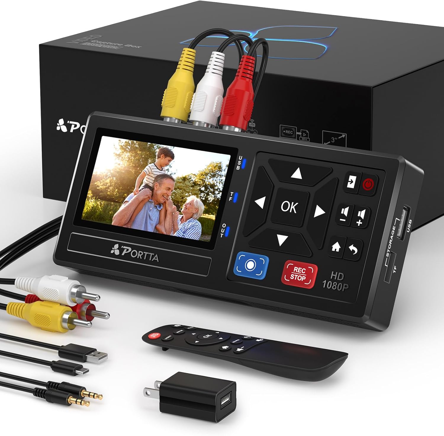 PORTTA VHS to Digital Converter, Video to Digital Recorder with Remote, Compatible with VHS, VCR, DVR, DVD, Hi8, Mini DV Players, Camcorder, Gaming Consoles (VHS/Tapes/DVD Player Not Included)