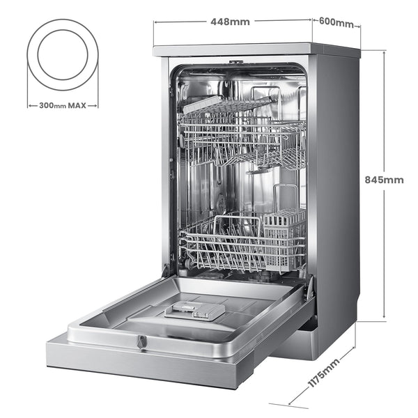 COMFEE' Freestanding Dishwasher CDWEF1034BW-UK 45cm Width, Slimline Dishwasher with 10 place settings, Quick Wash, Hygiene Wash, Delay Start, Half Load, Adjustable Basket - White