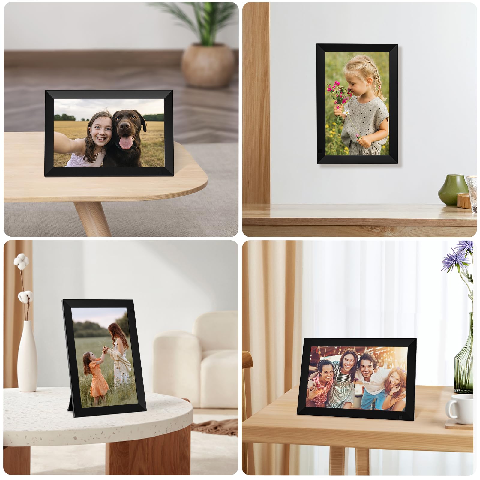 10.1 Inch WiFi Digital Photo Frame Built in 32GB Memory, 1280x800 IPS LCD Touchscreen, Auto-Rotate and Audio, Quick and Easy Share Photos or Videos via the Frameo App, the Best Choice for Gifting