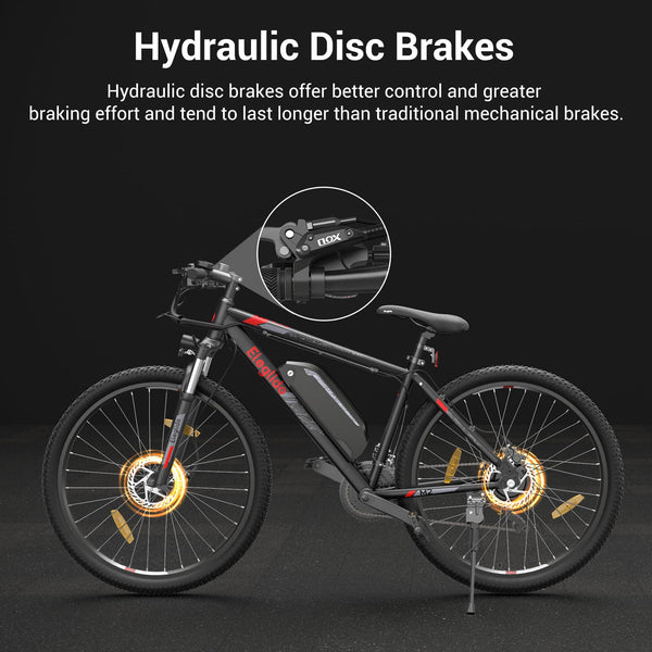 Eleglide Electric Bike, M2 27.5''/29'' Electric Bicycle for Adults, E Mountainbike, 36V 15.6Ah Removable Battery,Max Range 130KM, Dual Hydraulic Disk Brake, 21 Speed, APP