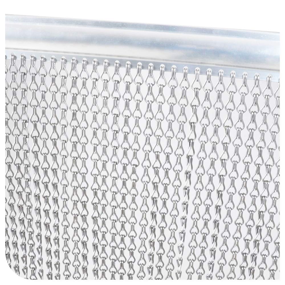 90 * 200cm Aluminium Chain Curtain Roller Blind Fly Insect Blinds Pest Control Screen Curtain for Door Window Home Decoration, Silver