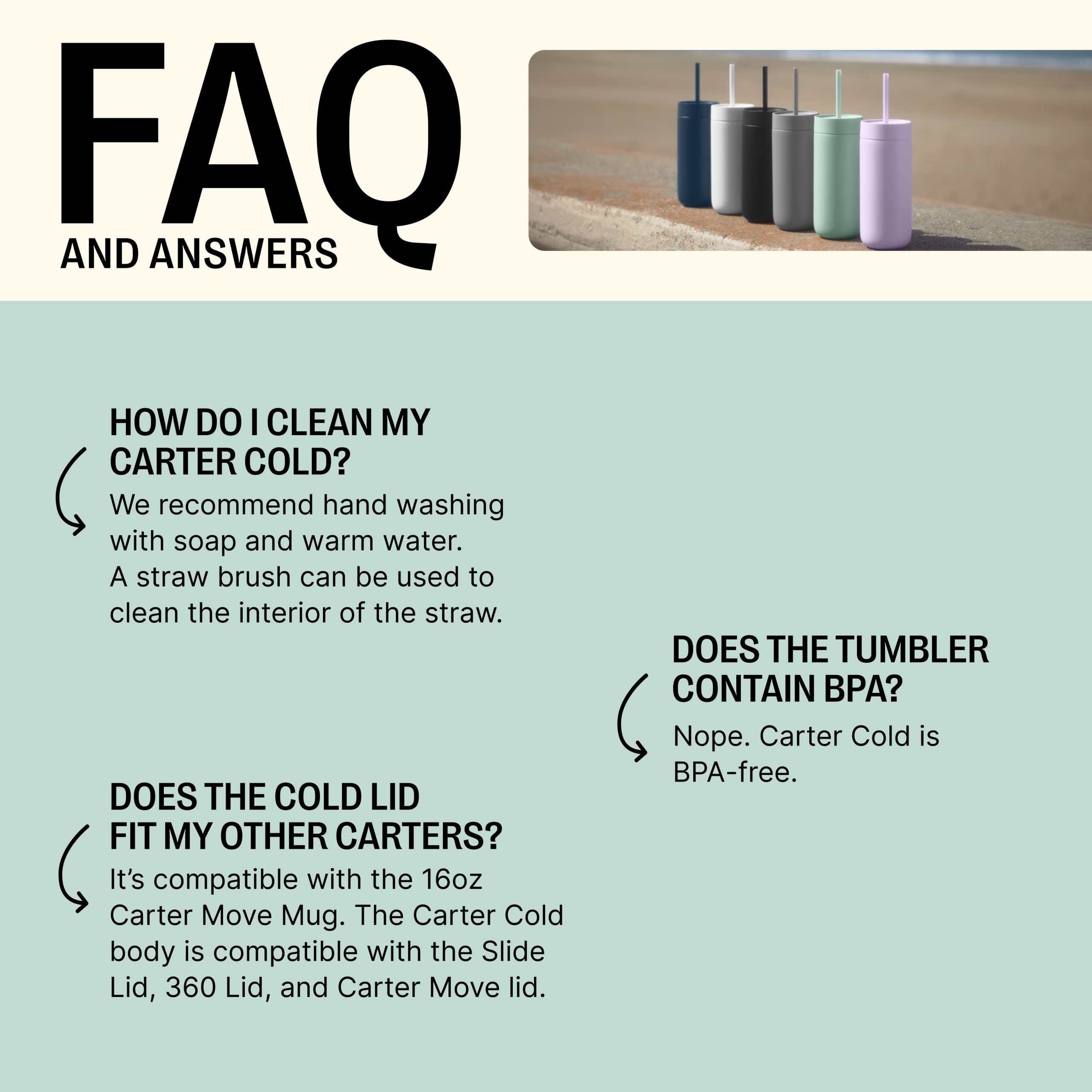 Fellow 16 oz Carter Cold Travel Mug for Water, Iced Tea, Coffee, Smoothies, Iced Coffee & More - Stainless Steel Vacuum-Insulated Iced Coffee Tumbler