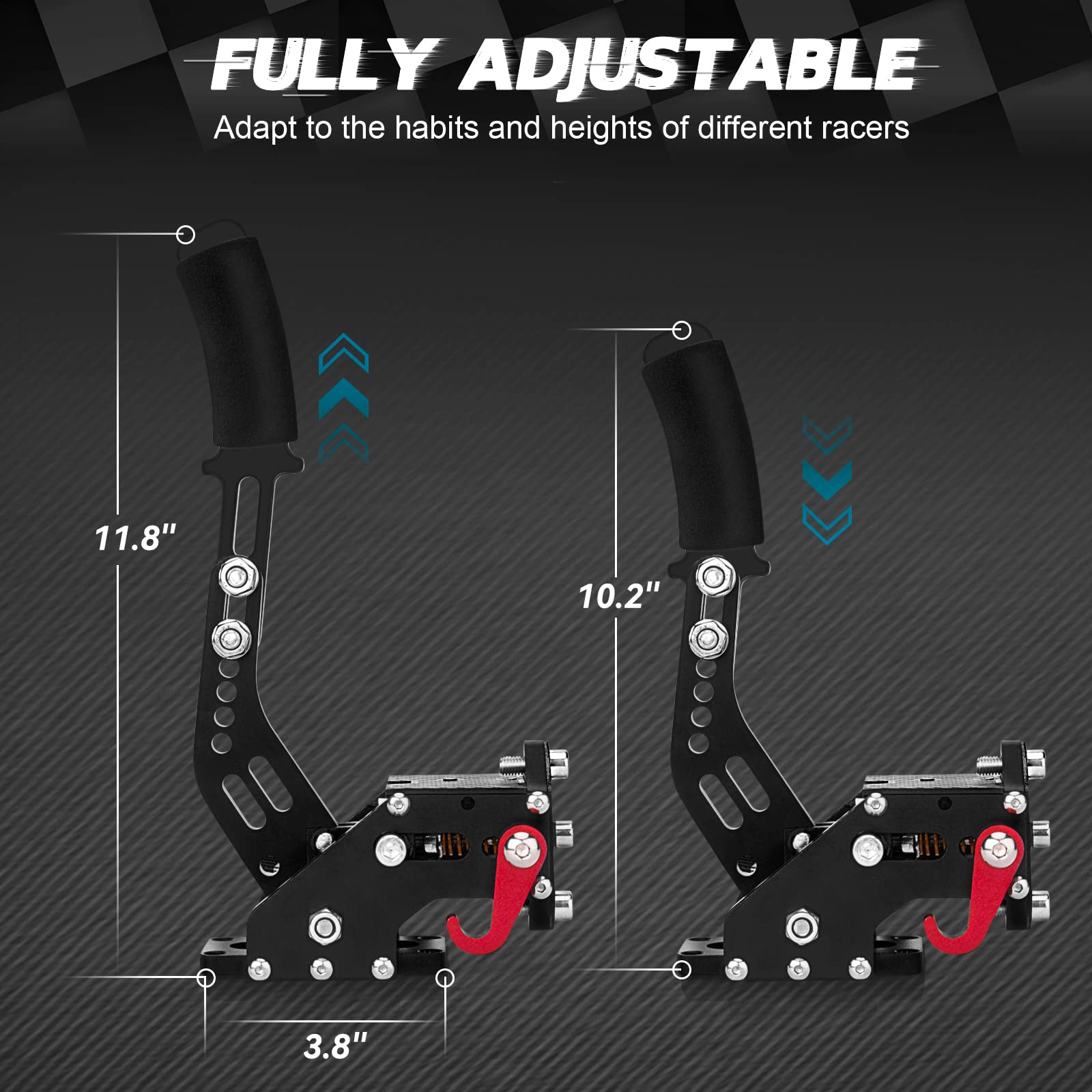 aikeec 64Bit PC USB Handbrake, Upgrade SIM Racing Games Handbrake for LO GITECH G25 G27 G29 T500 T300 THRUST MASTER FANATECOSW DIRT RALLY, 2M Nylon Cable/Reinforced Spring/Red+Clamp