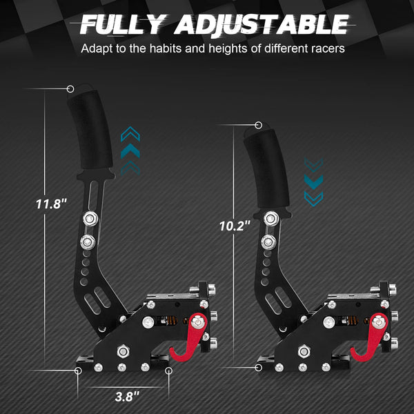 aikeec 64Bit PC USB Handbrake, Upgrade SIM Racing Games Handbrake for LO GITECH G25 G27 G29 T500 T300 THRUST MASTER FANATECOSW DIRT RALLY, 2M Nylon Cable/Reinforced Spring/Red+Clamp