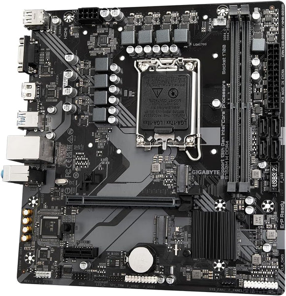 Gigabyte B760M H DDR4 Motherboard - Supports Intel Core 14th Gen CPUs, 6+1+1 Phases Digital VRM, up to 3200MHz DDR4 (OC), 2xPCIe 4.0 M.2, GbE LAN, USB 3.2 Gen1